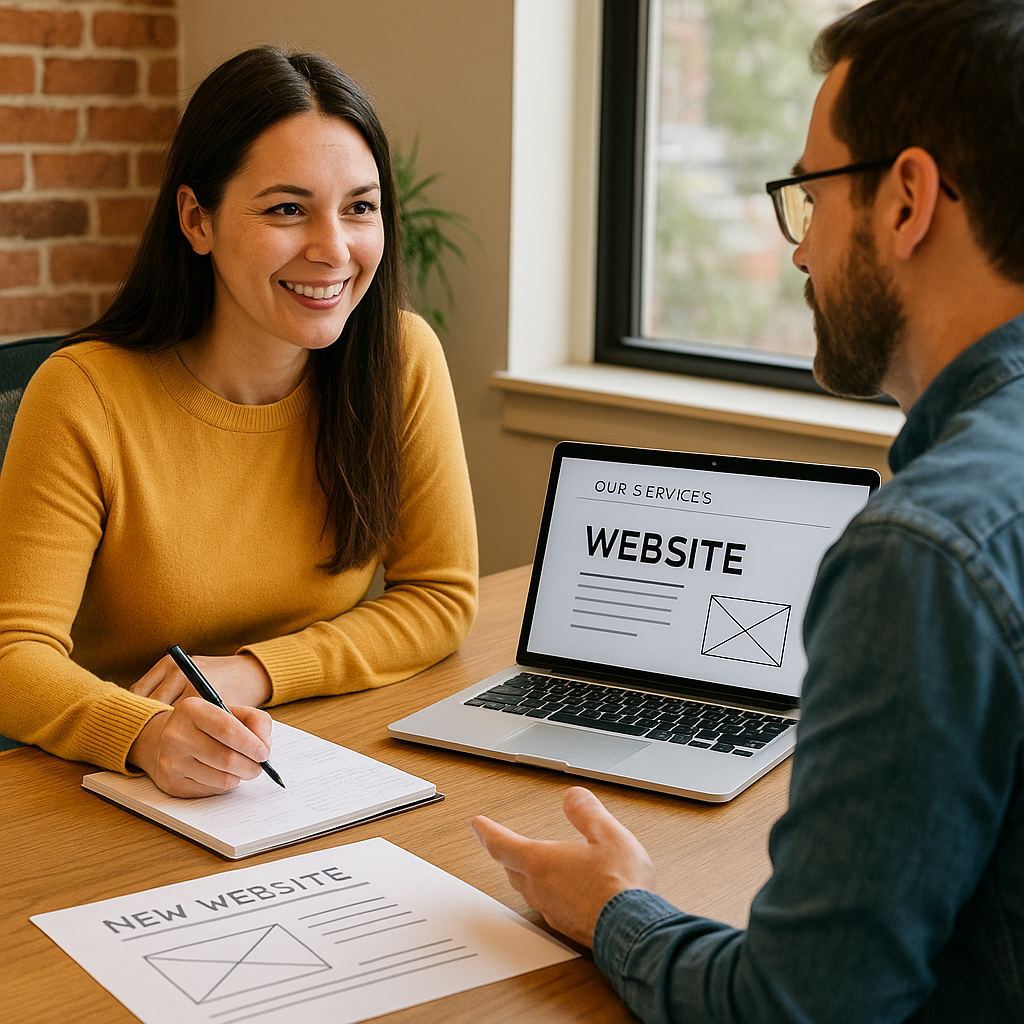 Colorado Springs business owner planning a new website with local designer